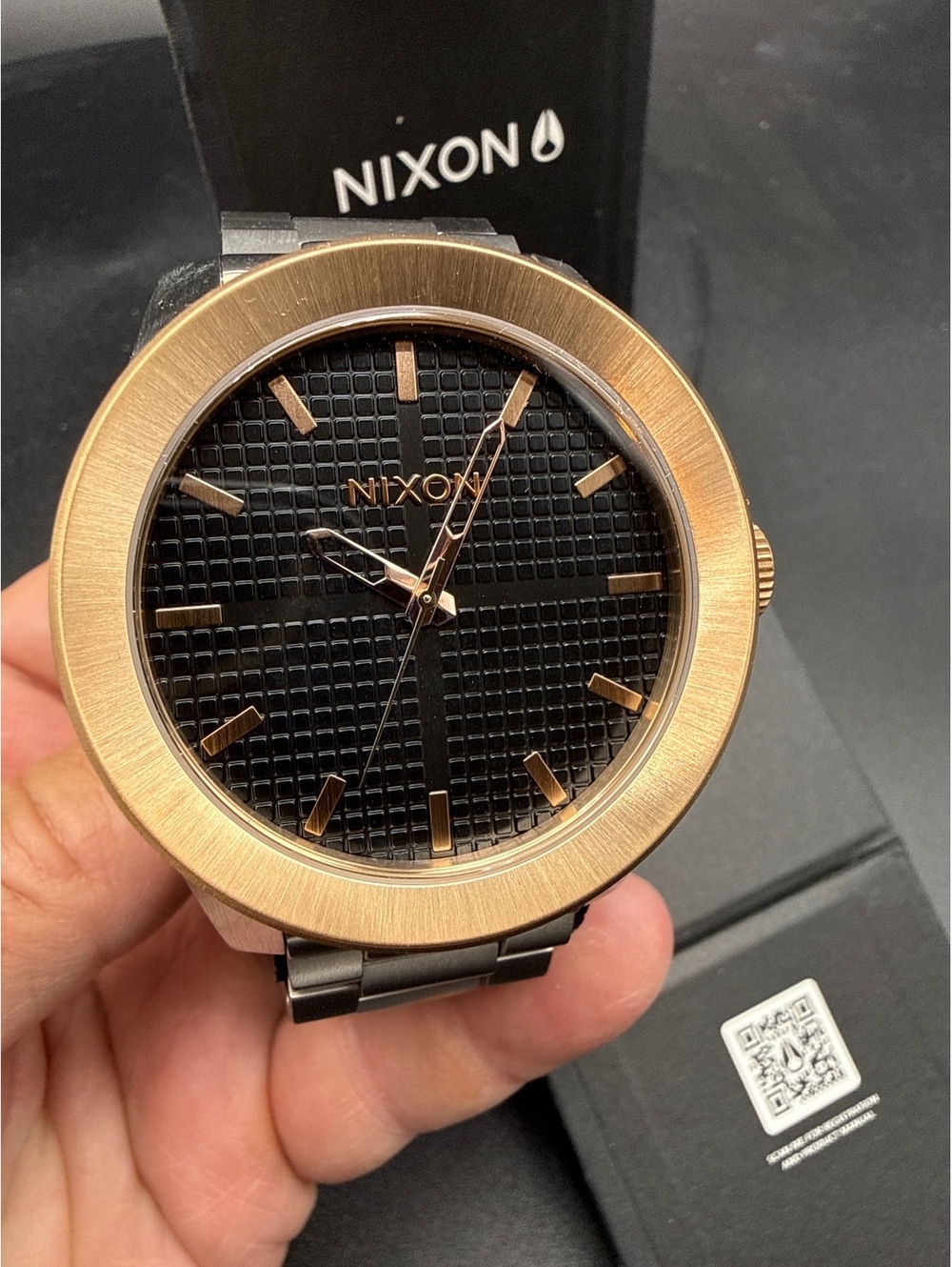 Nixon Corporal Stainless Steel Wristwatch with Black and Gold-tone Dial